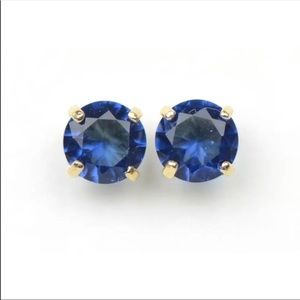14k Solid Gold Yellow/White CZ Birthstone Earrings